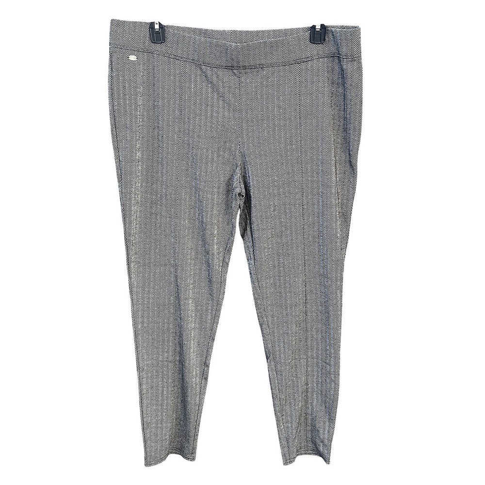 Bob Timberlake Herringbone Pull On Pants Black White XXL Stretch Knit Trousers